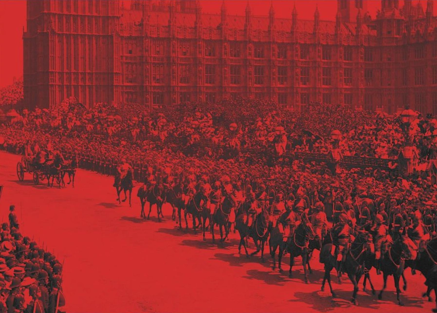 Historic ceremonial parade outside Westminster